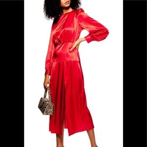 Topshop Red Satin Cutout Dress